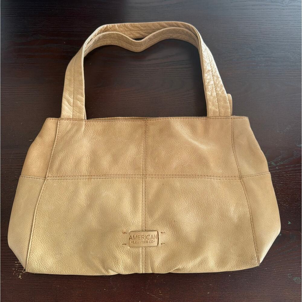 American Leather Co Shoulder Bag Yellow Tan Purse Tote